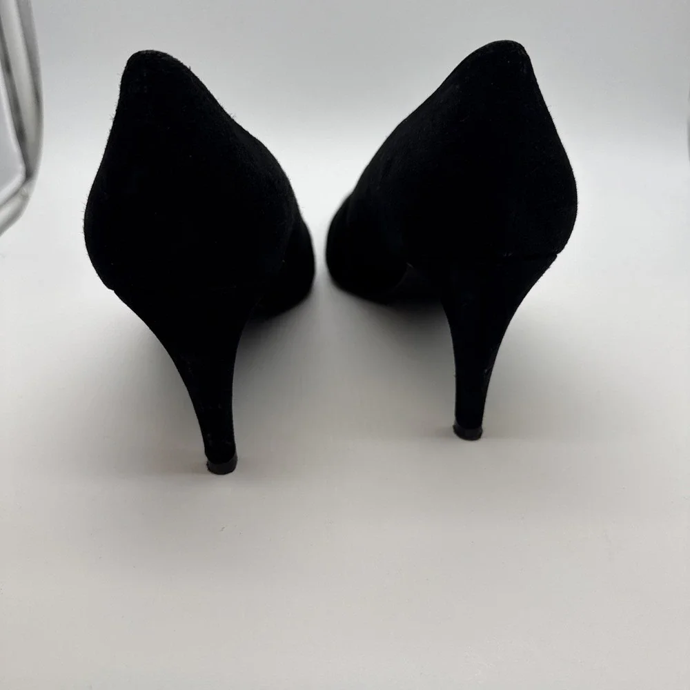 Stuart Weitzman Black Suede Pump Heels Pointed Toe Stiletto Women's 10M Spain